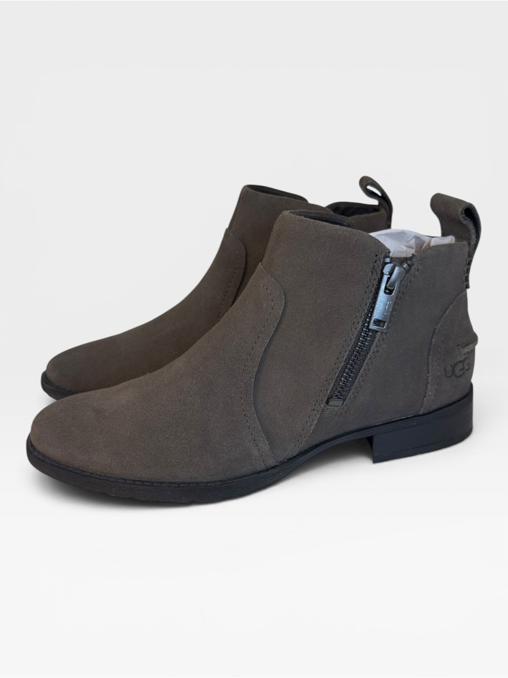 NWOT UGG Aureo 2 Gray Suede Zip Ankle Boots SIZE 6